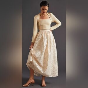 Anthropologie Burnout Shimmer Pankaj & Nidhi Maxi Skirt Size M‎